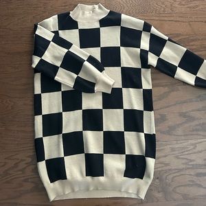 Checkered Sweater Dress